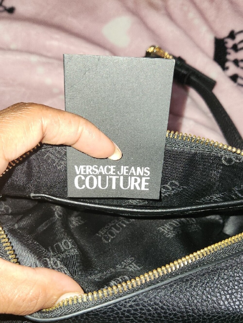 Versace Jeans Collection Black Leather Crossbody with Gold Crest - Picture 11 of 14